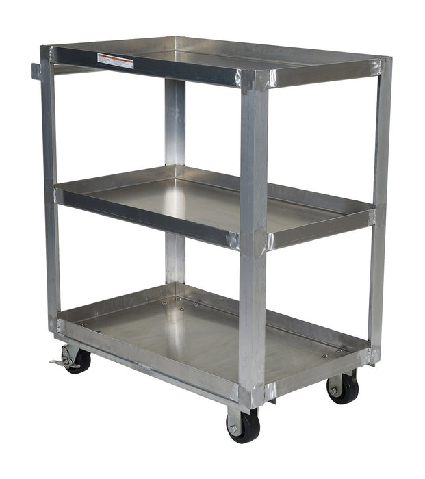 Vestil SCA3-2236 Aluminum Service Cart 3 Shelves 35-7/8 in. x 21-15/16 in. x 41-3/4 in. 660 lb. Capacity Silver