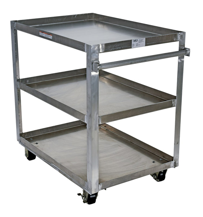 Vestil SCA3-2840 Aluminum Service Cart 3 Shelves 42-5/16 in. x 27-15/16 in. x 41-3/4 in. 660 lb. Capacity Silver