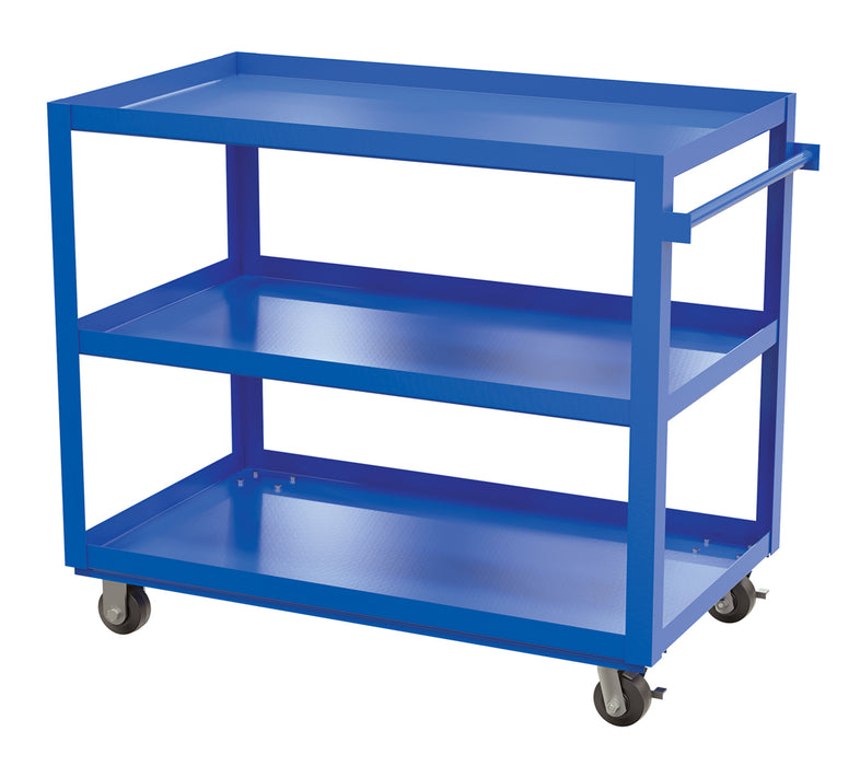 Vestil SCS3-2848 Steel Service Cart with 3 Shelves 50-1/4 in. x 27-7/8 in. x 41-3/4 in. 1,000 lb. Capacity Blue