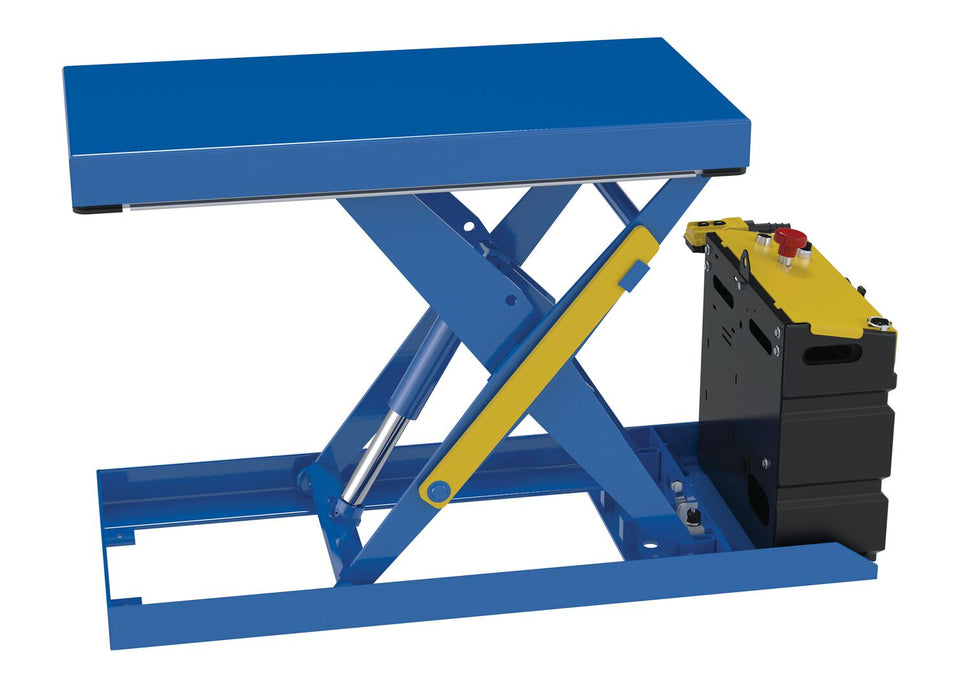 Vestil SCTAB-1000-2040-DC Steel Scissor Lift Table DC Power 51-9/16 in. x 20-1/2 in. x 32 in. 1,000 lb. Capacity Blue
