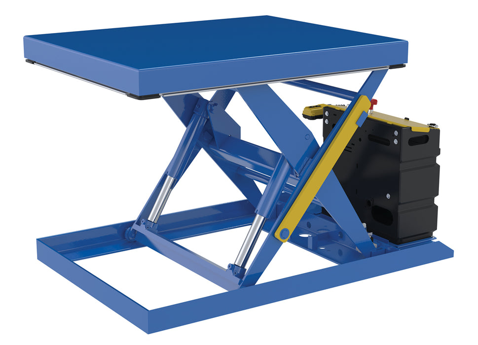 Vestil SCTAB-2000-3240-DC Steel Scissor Lift Table DC Power 54-1/8 in. x 32-1/2 in. x 32 in. 2,000 lb. Capacity Blue