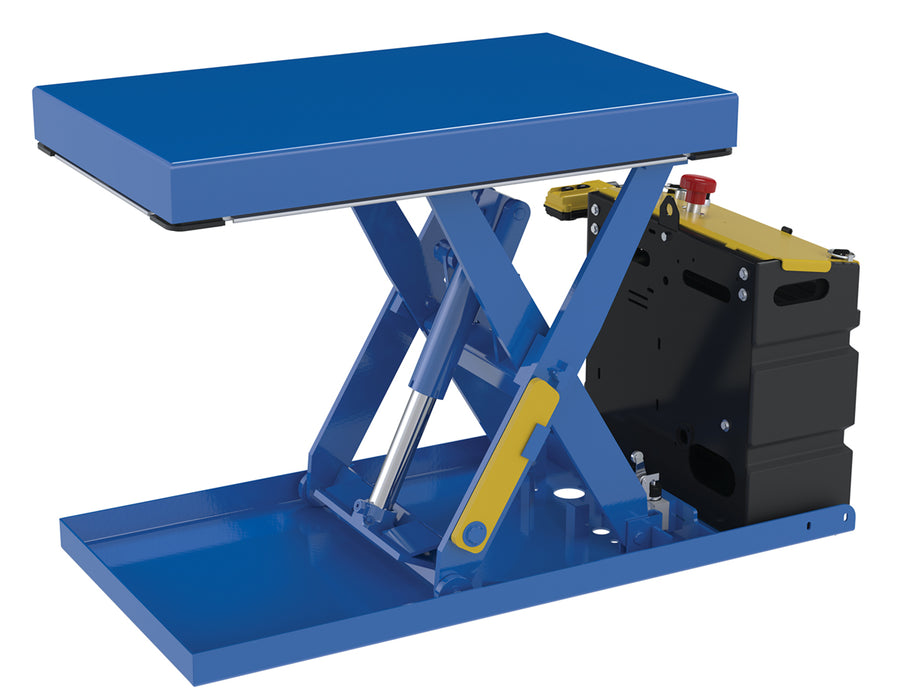 Vestil SCTAB-500-2033-DC Steel Scissor Lift Table DC Power 44-3/16 in. x 20-1/2 in. x 28 in. 500 lb. Capacity Blue