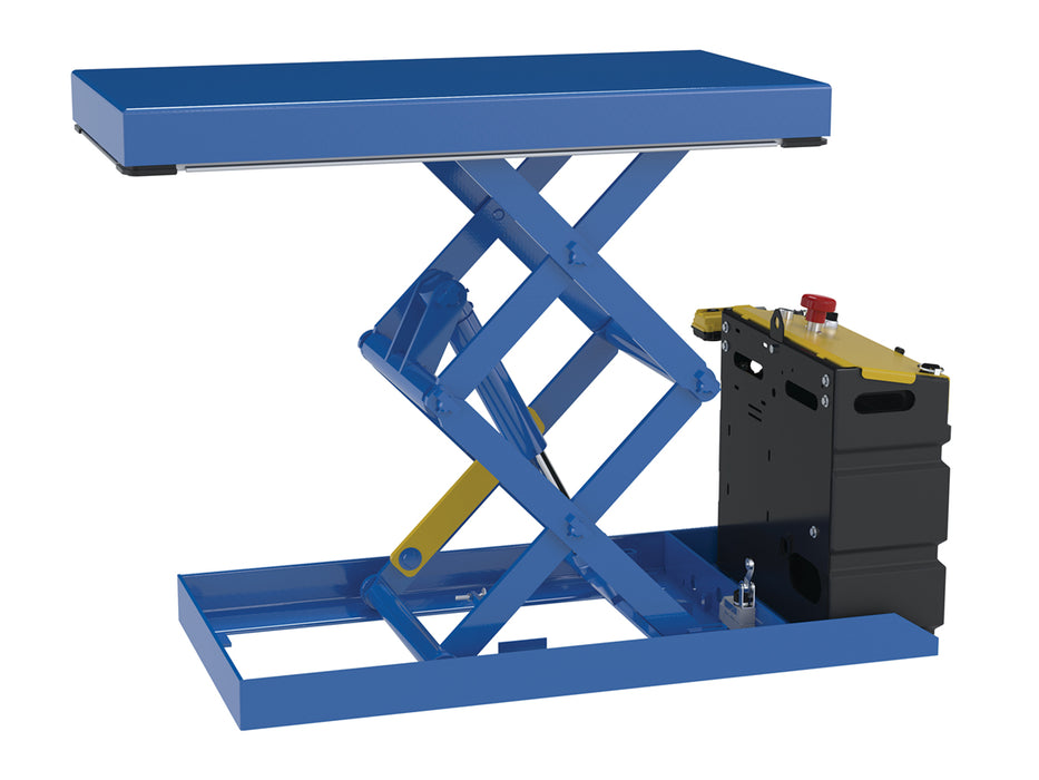 Vestil SCTABD-750-2040-DC Steel Double Scissor Lift Table DC Power 49-9/16 in. x 20-1/2 in. x 35 in. 750 lb. Capacity Blue