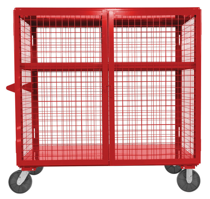 Vestil SCW-XM-3060-RD Welded Steel Expanded Metal Security Cart 30 in. x 60 in. 2,000 lb. Capacity Red