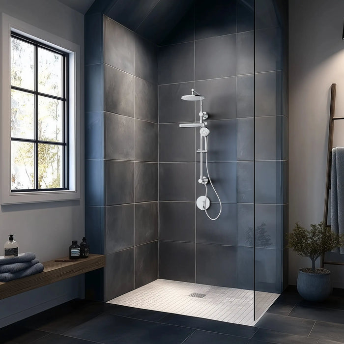 Forno Acqua Fall 9-Inch Overhead Rainfall Shower with 2.5 GPM Flow Rate, Handheld, Body Jets in Polished Stainless Steel (SCW1CP-S2)