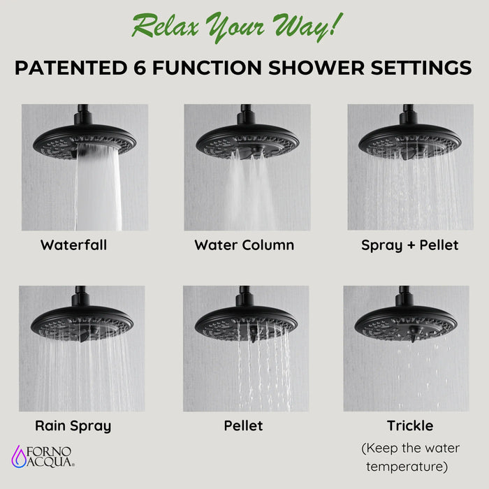 Forno Acqua Fall 8-Inch Overhead Rainfall Shower with 2.5 GPM Flow Rate, Handheld, 7 Way... Kitchen Appliance - View 10