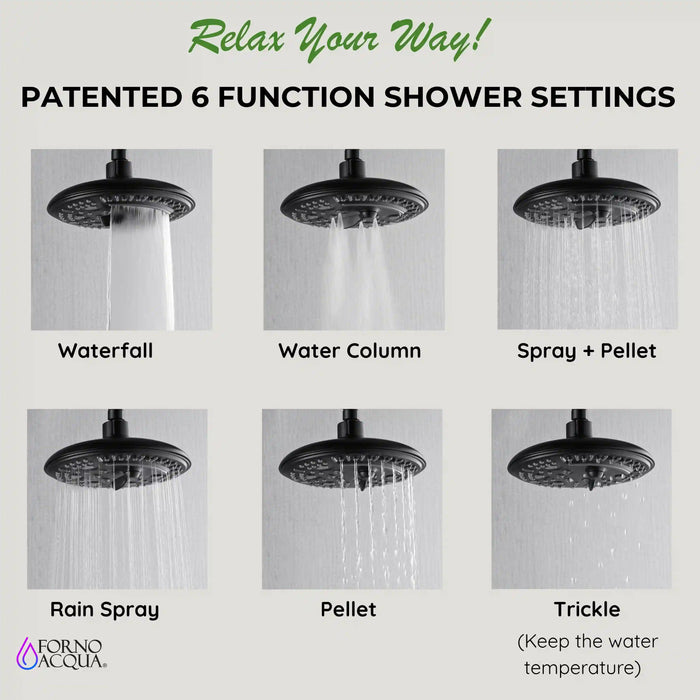 Forno Acqua Fall 8-Inch Overhead Rainfall Shower with 1.8 GPM Flow Rate, Handheld, 7 Way... Kitchen Appliance - View 13