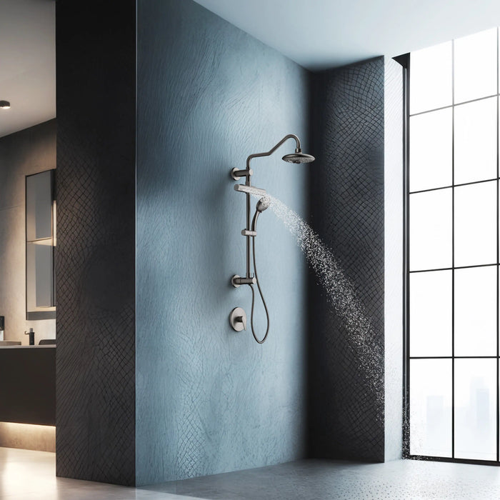 Forno Acqua Fall 8-Inch Overhead Rainfall Shower with 2.5 GPM Flow Rate, Handheld, 7 Way... Kitchen Appliance - Side View