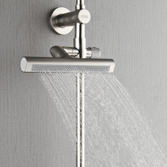 Forno Acqua Fall 8-Inch Overhead Rainfall Shower with 1.8 GPM Flow Rate, Handheld, 7 Way Diverter, Body Jets in Brushed Nickel (SCW2BN-C8)