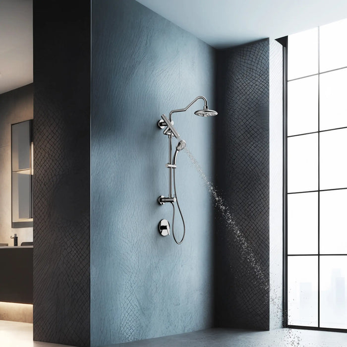Forno Acqua Fall 8-Inch Overhead Rainfall Shower with 1.8 GPM Flow Rate, Handheld, 7 Way Diverter, Body Jets in Brushed Nickel (SCW2BN-C8)