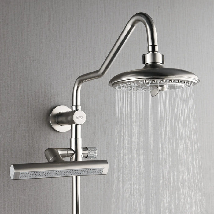 Forno Acqua Fall 8-Inch Overhead Rainfall Shower with 1.8 GPM Flow Rate, Handheld, 7 Way Diverter, Body Jets in Brushed Nickel (SCW2BN-C8)