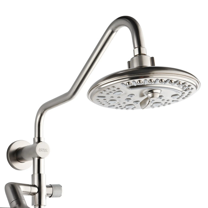 Forno Acqua Fall 8-Inch Overhead Rainfall Shower with 1.8 GPM Flow Rate, Handheld, 7 Way Diverter, Body Jets in Brushed Nickel (SCW2BN-C8)