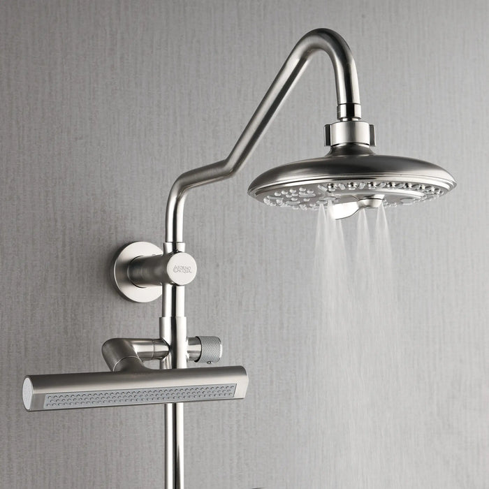 Forno Acqua Fall 8-Inch Overhed Rainfall Shower with 2.5 GPM Flow Rate, Handheld, 7 Way Diverter, Body Jets in Brushed Nickel (SCW2BN-C2)