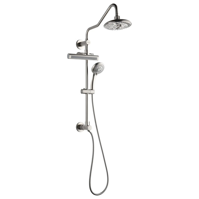 Forno Acqua Fall 8-Inch Overhead Rainfall Shower with 1.8 GPM Flow Rate, Handheld, 7 Way Diverter, Body Jets in Brushed Nickel (SCW2BN-C8)