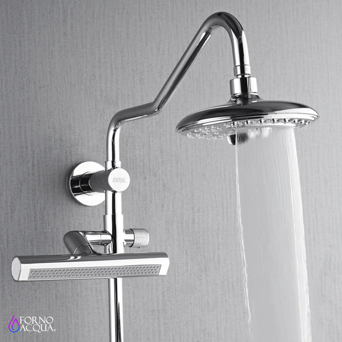 Forno Acqua Fall 8-Inch Overhead Rainfall Shower with 2.5 GPM Flow Rate, Handheld, 7 Way Diverter, Body Jets in Polished Stainless Steel (SCW2CP-C2)