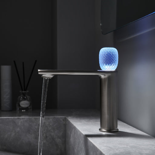wonderland shower inc Lumina crystal Single Handle Single Hole Bathroom Sink Faucet with Pop up drain overflow - Side View