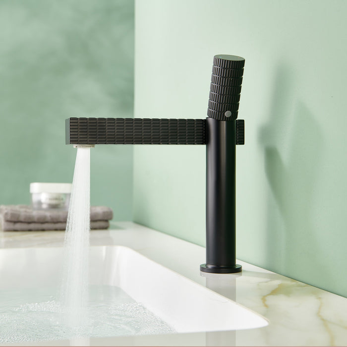 Brushed gold or Brushed Nickel or Matte Black Or Rose Gold single handle brass bathroom faucet with pop up drain - top view