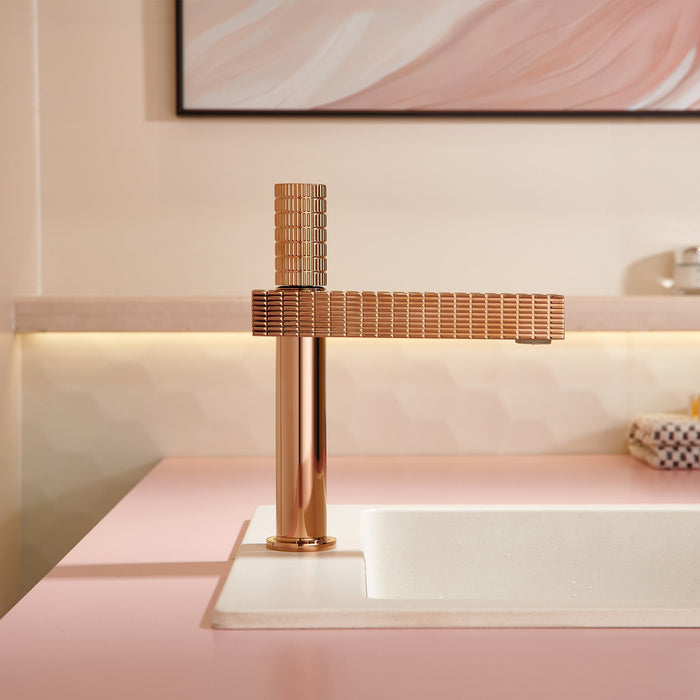 Brushed gold or Brushed Nickel or Matte Black Or Rose Gold single handle brass bathroom faucet with pop up drain - view 21