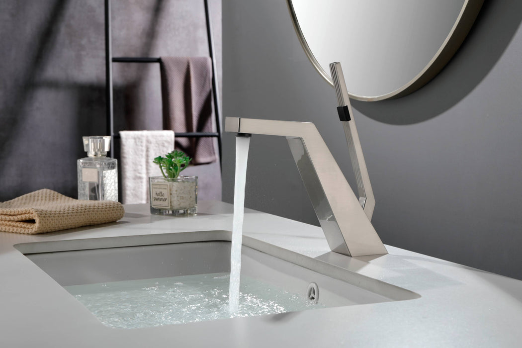 Brushed Gold or matte black or brushed nickel Bathroom Sink Faucet single handle with pop up overflow brass drain - view 18