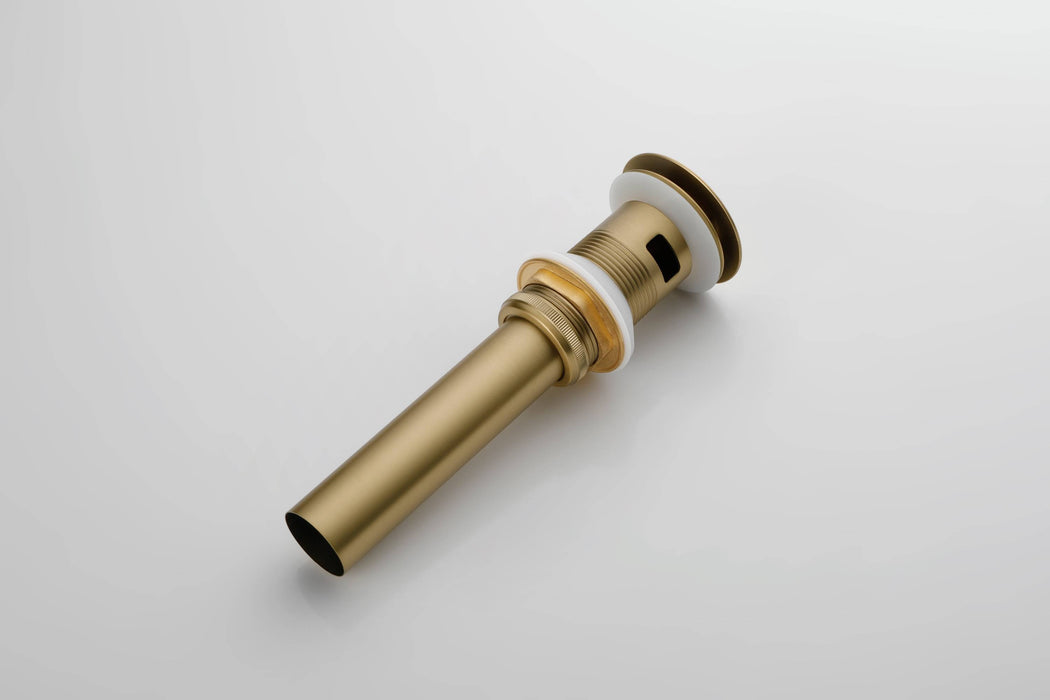 Brushed Gold or matte black or brushed nickel Bathroom Sink Faucet single handle with pop up overflow brass drain - alternate view