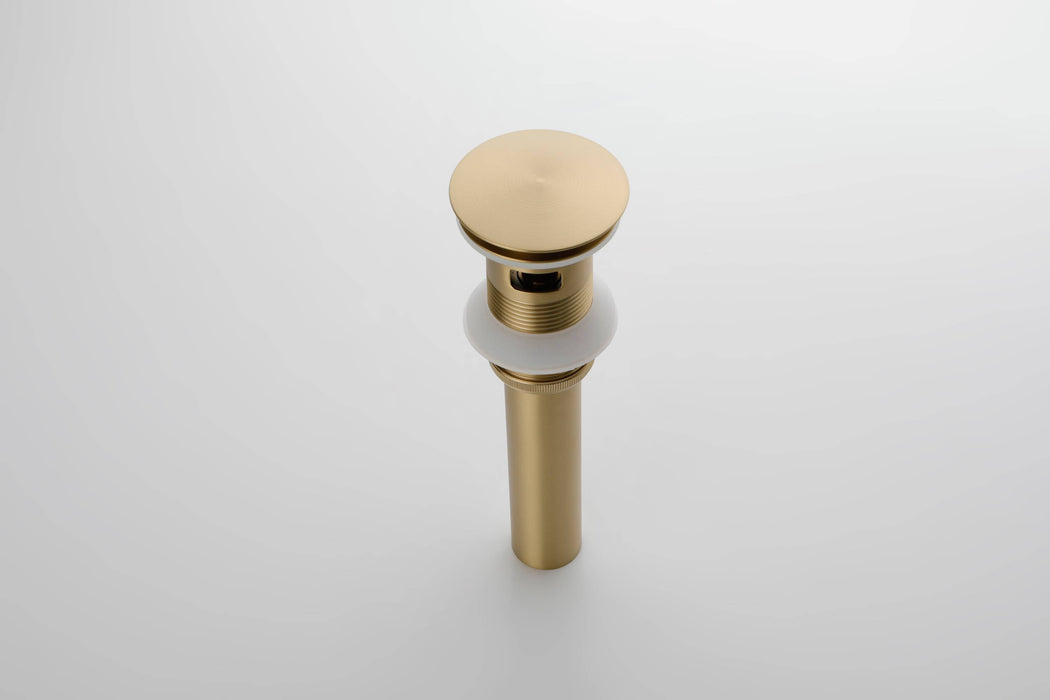 Brushed Gold or matte black or brushed nickel Bathroom Sink Faucet single handle with pop up overflow brass drain - lifestyle in-use