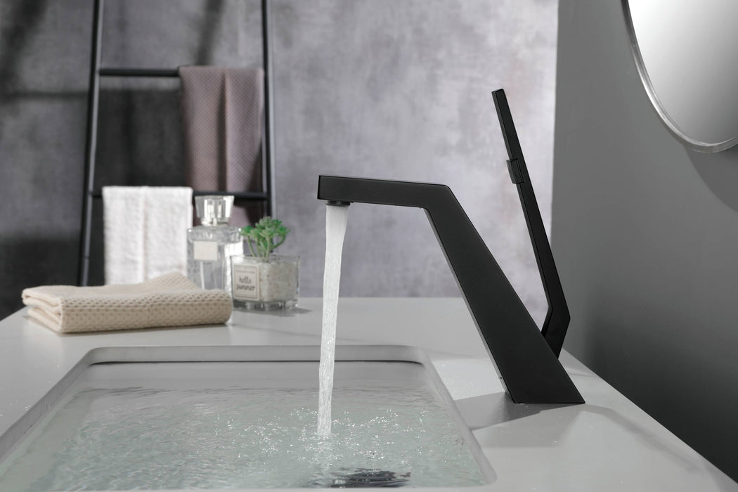 Brushed Gold or matte black or brushed nickel Bathroom Sink Faucet single handle with pop up overflow brass drain - interior view
