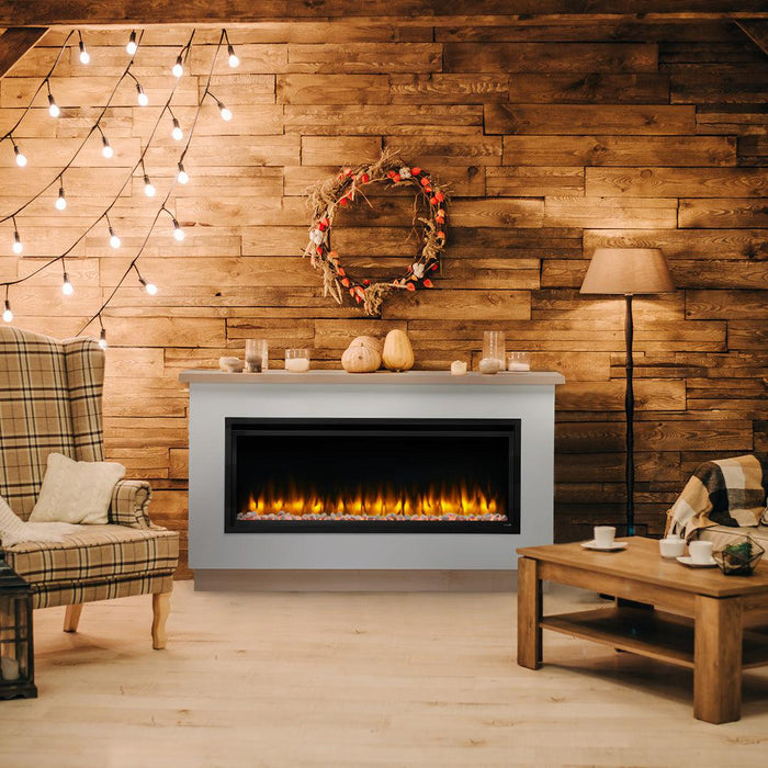 SimpliFire Allusion Platinum 60" Linear Electric Recessed Fireplace SimpliFire