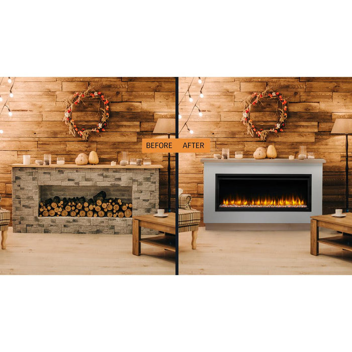 SimpliFire Allusion Platinum 50" Linear Electric Recessed Fireplace SimpliFire