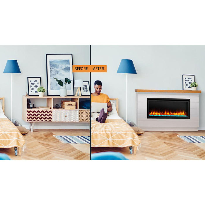 SimpliFire Allusion Platinum 72" Linear Electric Recessed Fireplace SimpliFire