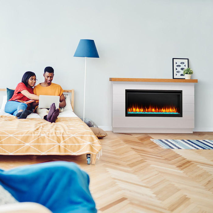 SimpliFire Allusion Platinum 72" Linear Electric Recessed Fireplace SimpliFire