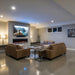 SimpliFire Allusion Slim electric fireplace in a finished basement (72" shown)