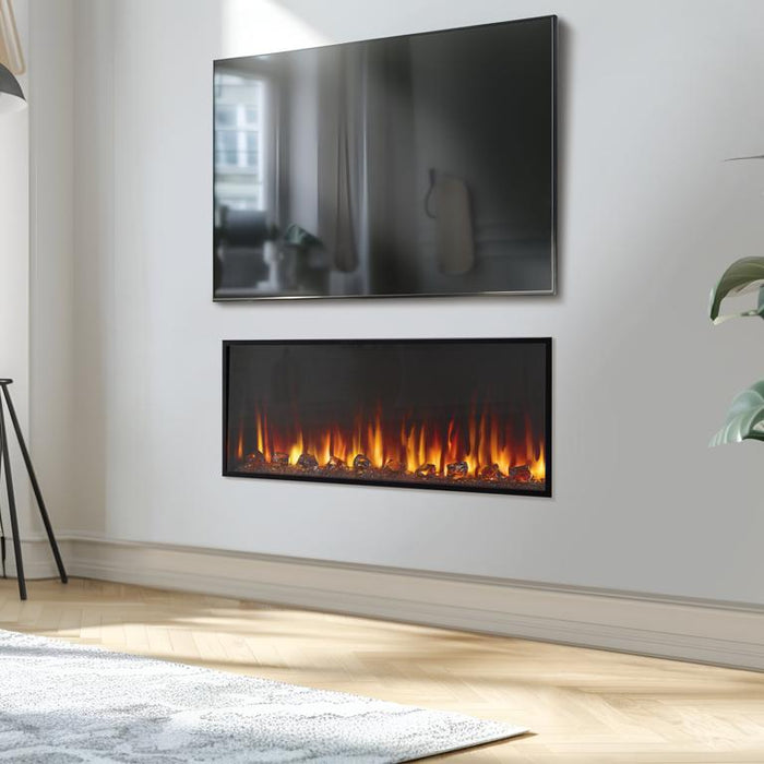 SimpliFire Scion 43 with clear crystals installed in a room