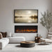 SimpliFire Scion 55 linear electric fireplace with driftwood logs in a living room