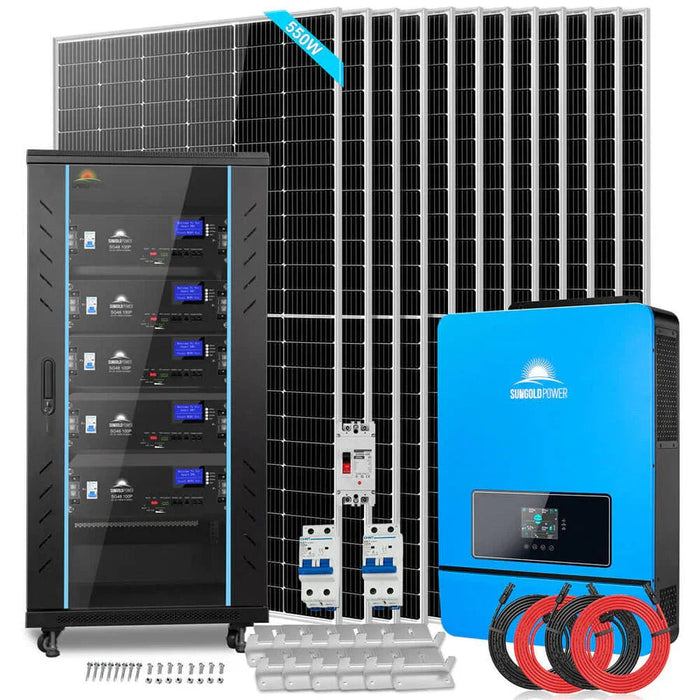 Green Vista Living Off Grid Solar Kit 10KW 48VDC 120V/240V 25.6KWH Lithium Battery 12 X 550 Watts... - Installation View