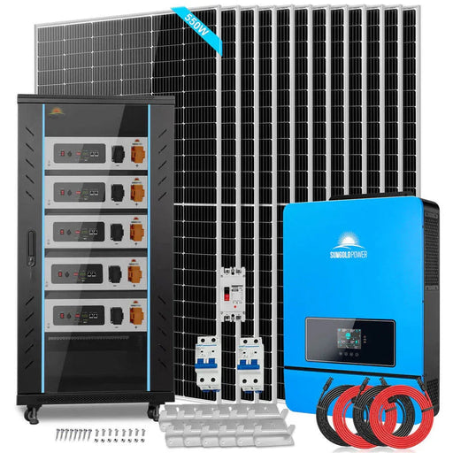 Green Vista Living Off Grid Solar Kit 10KW 48VDC 120V/240V 25.6KWH Lithium Battery 12 X 550 Watts Solar... - Side View