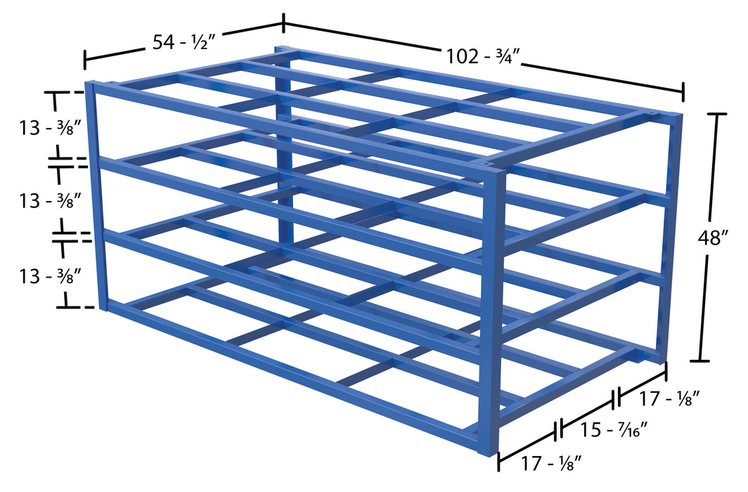 Vestil SHEET-R-57-HB-1 steel sheet rack dimensions diagram