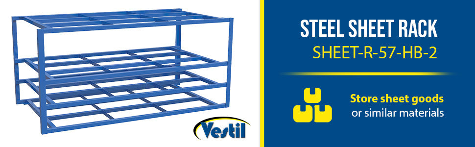 Vestil SHEET-R-57-HB-2 steel sheet rack feature overview 1