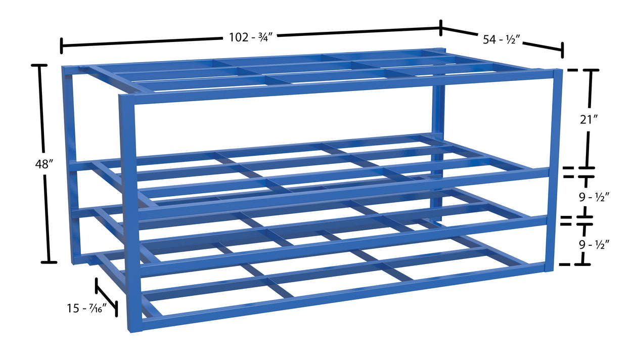 Vestil SHEET-R-57-HB-2 steel sheet rack dimensions diagram