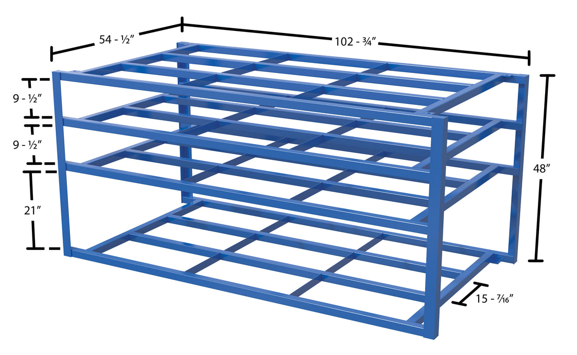 Vestil SHEET-R-57-HB-3 steel sheet rack dimensions diagram