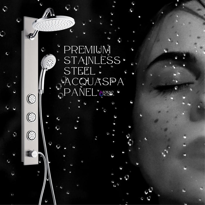 Forno Acqua Spa 9-Inch Overhead Rainfall Shower Panel with 2.5 GPM Flow Rate, Handheld, 6 Way Diverter, Body Jets in Stainless Steel (SL31BC-2)