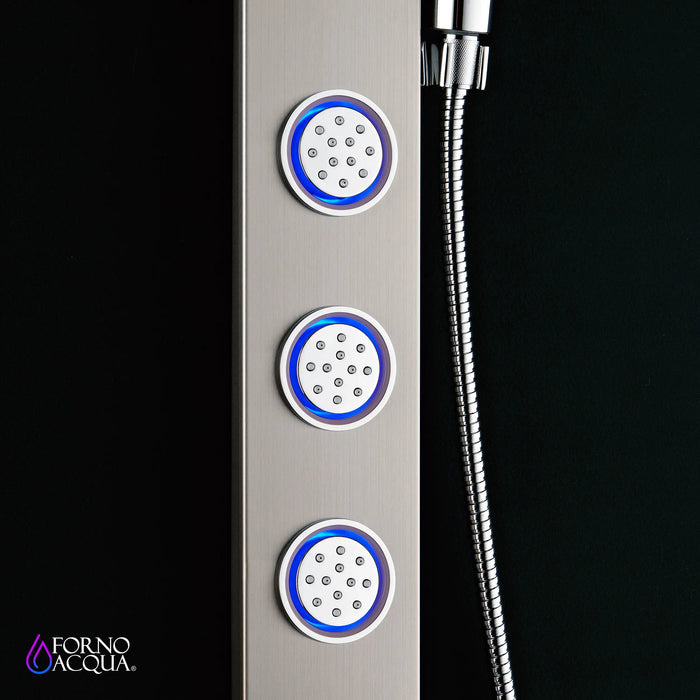 Forno Acqua Spa 9-Inch Overhead Rainfall Shower Panel with 2.5 GPM Flow Rate and SensoTemp, Handheld, Body Jets in Stainless Steel (SL31BC-L2)