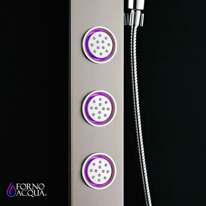 Forno Acqua Spa 9-Inch Overhead Rainfall Shower Panel with 2.5 GPM Flow Rate and SensoTemp, Handheld, Body Jets in Stainless Steel (SL31BC-L2)