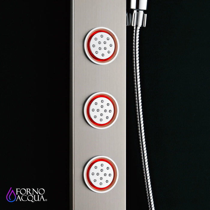 Forno Acqua Spa 9-Inch Overhead Rainfall Shower Panel with 2.5 GPM Flow Rate and SensoTemp, Handheld, Body Jets in Stainless Steel (SL31BC-L2)