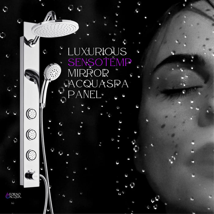 Forno Acqua Spa 9-Inch Overhead Rainfall Shower Panel with 2.5 GPM Flow Rate and with SensoTEMP in Mirrored Stainless Steel (SL31MC-L2)