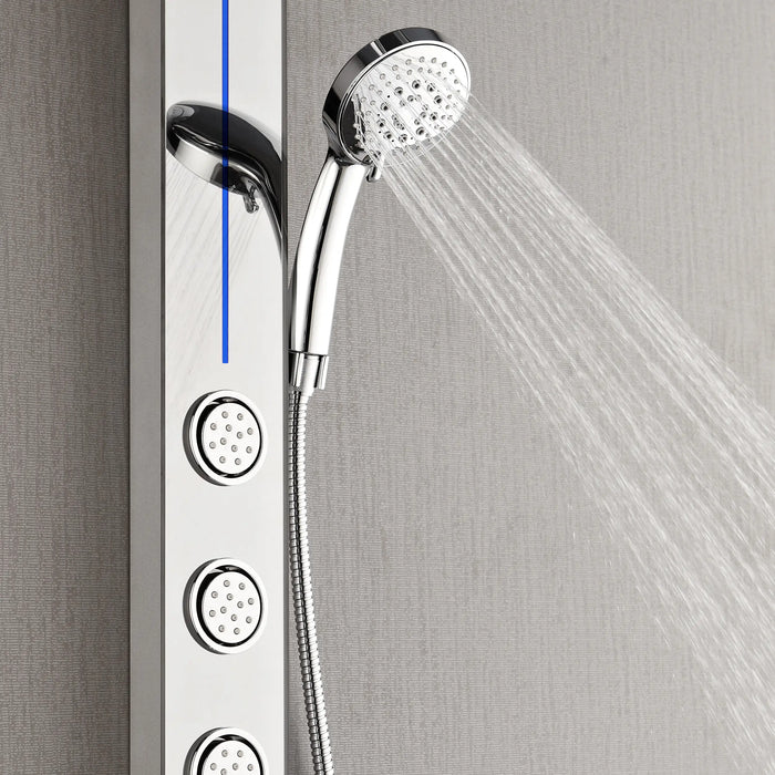 Forno Acqua Spa 9-Inch Overhead Rainfall Shower Panel with 1.8 GPM Flow Rate and SensoTEMP in Mirrored Stainless Steel Finish (SL31MC-L8)