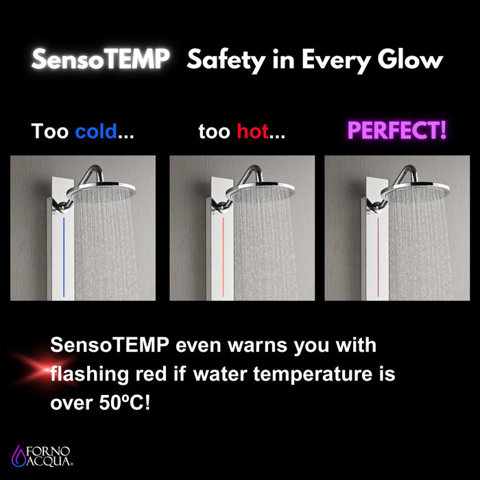 Forno Acqua Spa 9-Inch Overhead Rainfall Shower Panel with 2.5 GPM Flow Rate and with SensoTEMP in Mirrored Stainless Steel (SL31MC-L2)