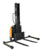 Vestil SLNM15-63-AA Steel Narrow Mast Stacker DC Powered 63 in. Raised Height Adjustable Forks and Support Legs 1,500 lb. Cap