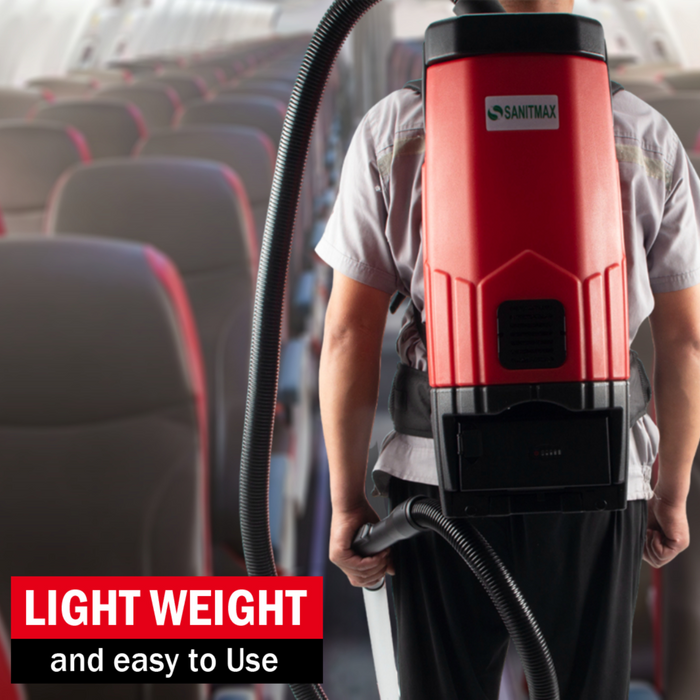 SANITMAX Backpack Vacuum SM05-D, 106 CFM Cleaner, 1.3 Gal Capacity, Dual Battery Pack, Up to 60 Min Runtime - Detail View 3