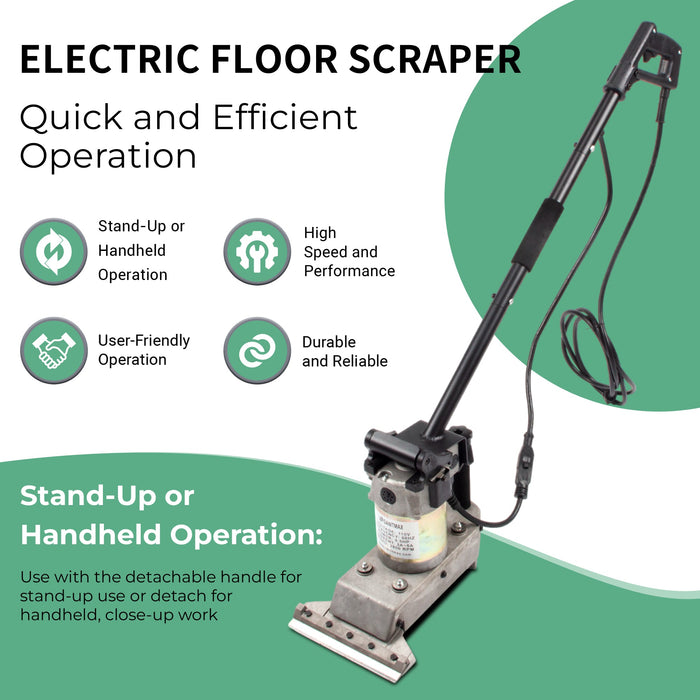SANITMAX SM06 Electric Floor Scraper Machine, 3800 RPM, Vinyl Carpet Wood Floor Remover - Side View