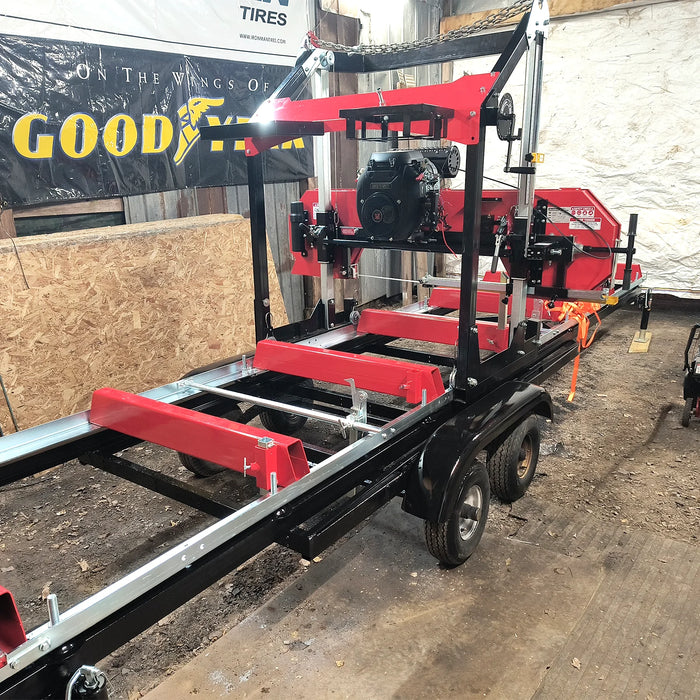 36" MAX Portable Sawmill & 3-Point PTO Stump Grinder & Forestry Log Skidding Winch Combo